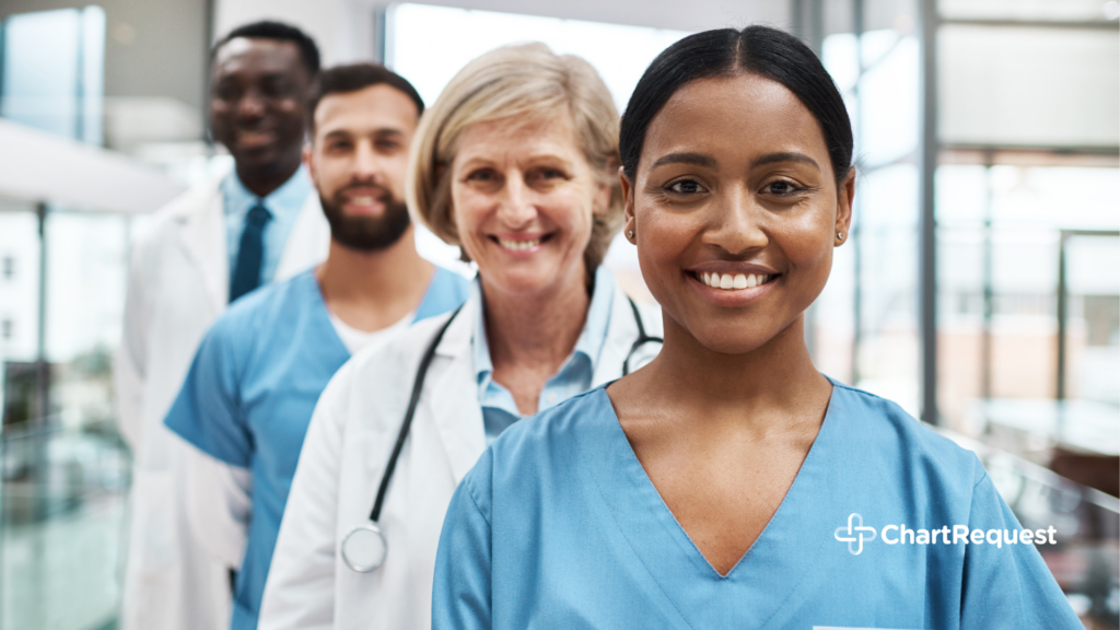 Healthcare compliance trends in 2025: diverse healthcare team portrait reflecting workforce impact on compliance workflows.