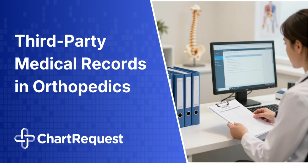 Orthopedic practice staff managing third-party medical records requests